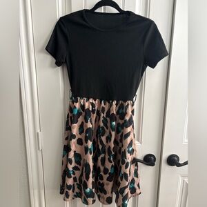 Leopard Teal and Black Dress